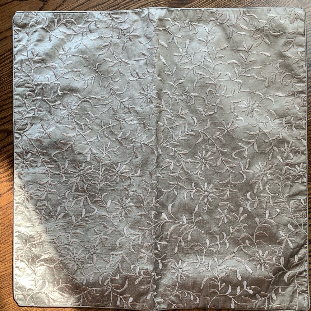 Pottery Barn silk shantung silvery gray pillow cov